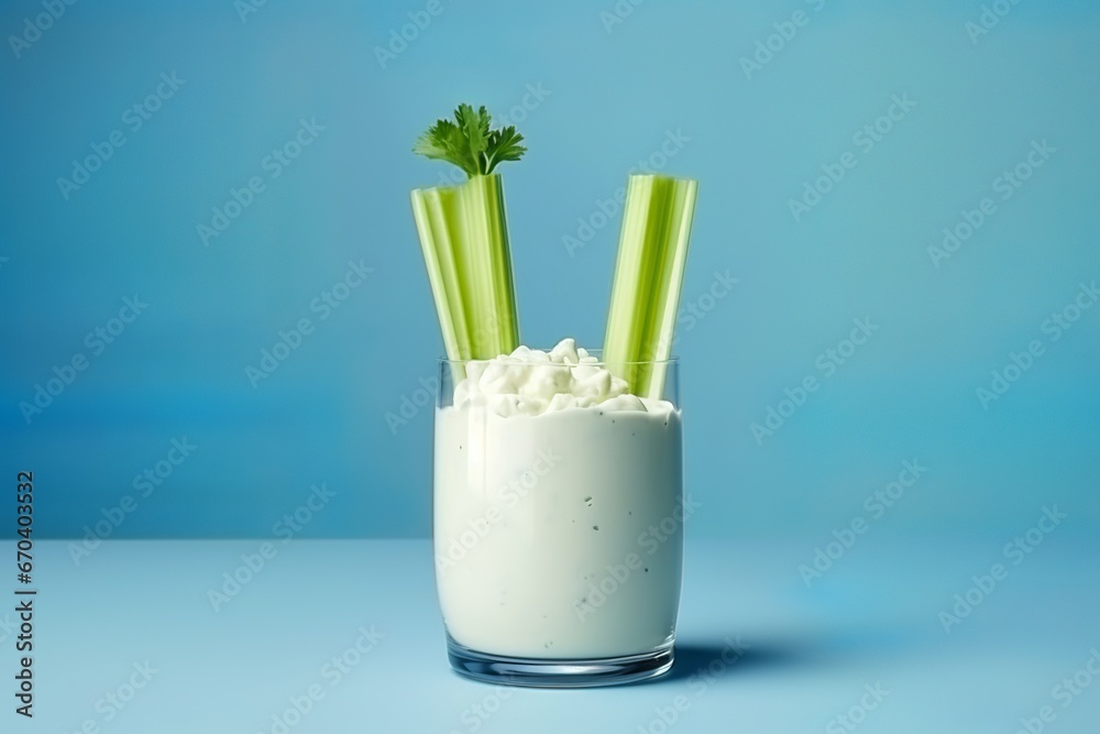 Wall mural celery stem with cream 