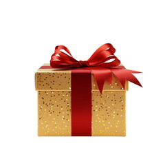 golden glitter gift box isolated over a transparent background