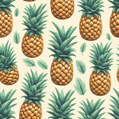 seamless pattern with pineapples - Generative AI