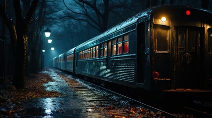 Fototapeta premium Craft an unsettling scene of a haunted subway station