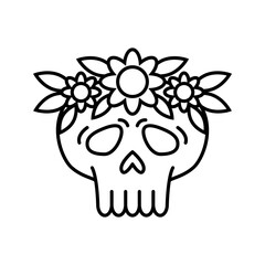 Day Of The Dead Line Style in Design Icon