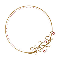 Vector round floral frame with red berries decoration