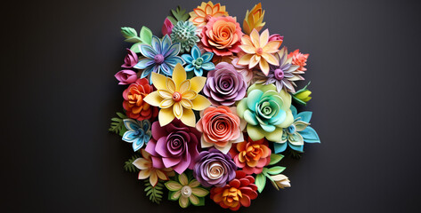 flower background, a bouquet of rainbow coloured flowers