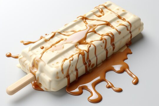 Classic vanilla stick ice cream, slowly melting under the hot sun, capturing the essence of summer, Generative AI