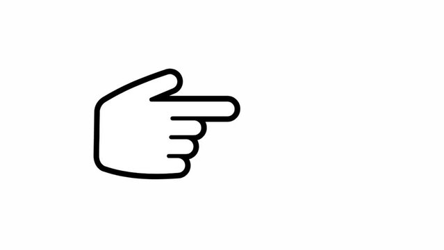 animated video of a hand pointing to the right icon on a white background