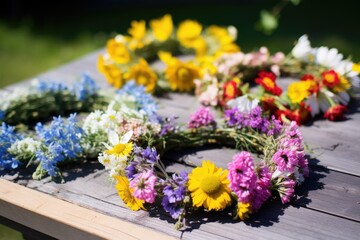 flower crowns made of various wild flowers