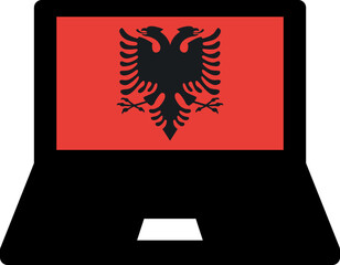 Albania flag On Laptop