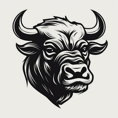 Bull logo, black and white, AI generated Image