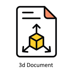3d Document vector Filled outline Design illustration. Symbol on White background EPS 10 File 