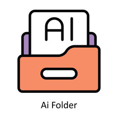 Obraz premium Ai Folder vector Filled outline Design illustration. Symbol on White background EPS 10 File 