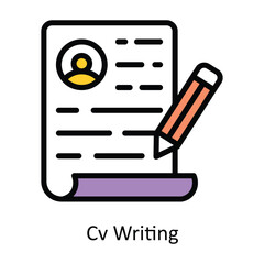 Cv Writing vector Filled outline Design illustration. Symbol on White background EPS 10 File 