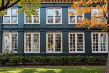 a close perspective of georgian five-bay windows