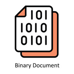 Binary Document vector Filled outline Design illustration. Symbol on White background EPS 10 File 