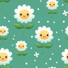 Cartoon character of flower, pattern for seamless