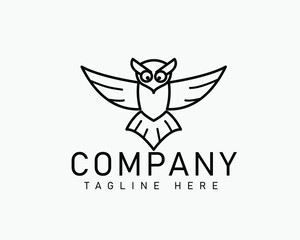 Fototapeta premium elegant line art flying owl logo design template illustration inspiration