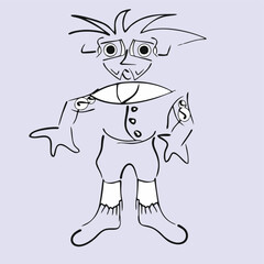 Robot guy. Picture. Vector graphics, eps
