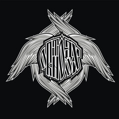 orthodox, chrestian sign with a cross and cherubic wings