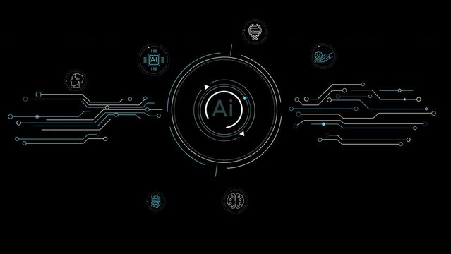 Infographic animation about the work of artificial intelligence.