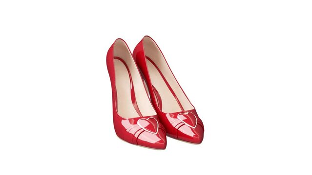 Women's high-heeled shoes. In the process of animation, they change the style. 3d render.