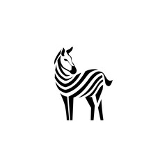 Zebra logo design with creative striped lines style vector illustration