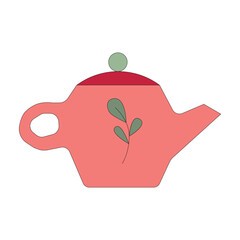 Vector illustration Cartoon red teapot isolated on a white background