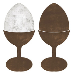 Simple illustration of a boiled egg and egg stand (2-colour set).