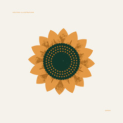Sunflower textured illustration. Vector illustration