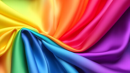 Sensational Rainbow Satin with Soft Folds, Silk Satin with Soft Folds, Silk Fabric Background, Silk Fabric Soft Folds, Luxury Background, 8K UHD