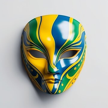 illustration of bright carnival mask in the colors of the brazilian, Generative ai