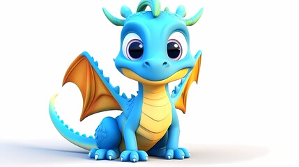 Fototapeta premium 3d cute dragon isolated white background