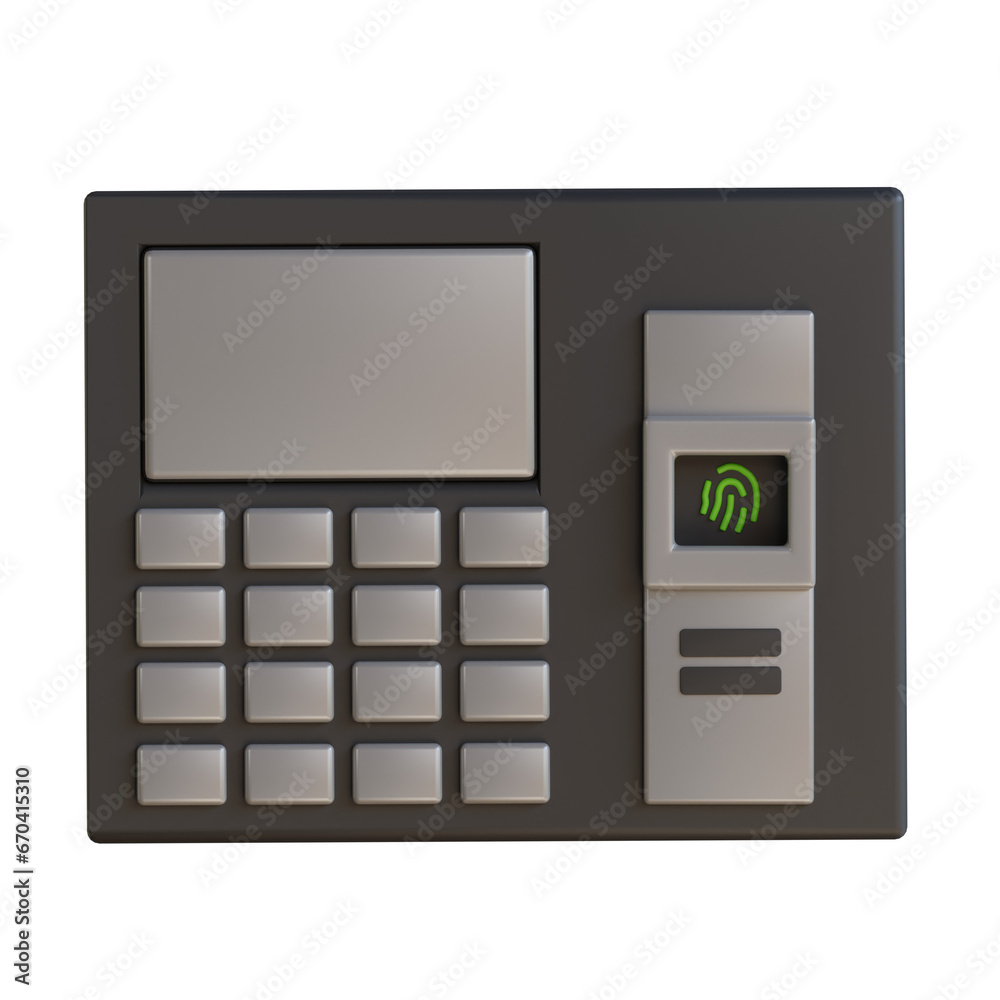 Poster 3d model of finger print device. finger print device design in 3d. 3d illustration, 3d element, 3d r