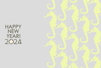 2024年　辰年の年賀状　タツノオトシゴの模様 © umiberry