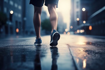 Marathon Runners Legs Sprinting On City Street