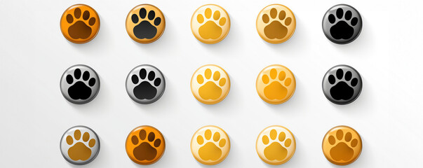 Paw Print Icons For Apps And Websites. Сoncept Minimalist Design, Animal Lover, User-Friendly Interface, Versatile Usage - obrazy, fototapety, plakaty