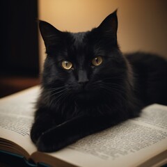 cat and book