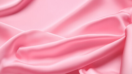 Fototapeta premium Light Pink Silk Satin with Soft Folds, Silk Satin with Gentle Drapes, Silk Fabric Background, Silk Fabric Soft Folds, Luxury Background, 8K UHD