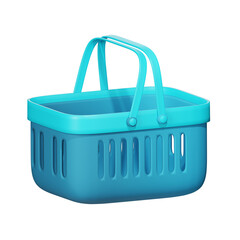 3D shopping basket Blue Icon isolated