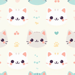 seamless pattern with cats and heart