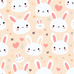seamless pattern with bunnies - Generative AI