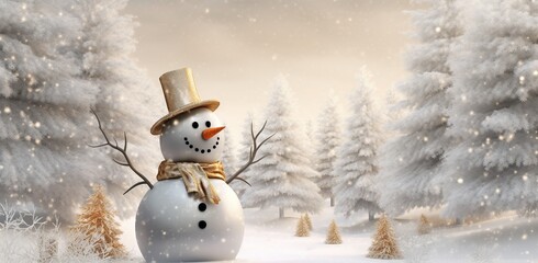 snowman on winter background