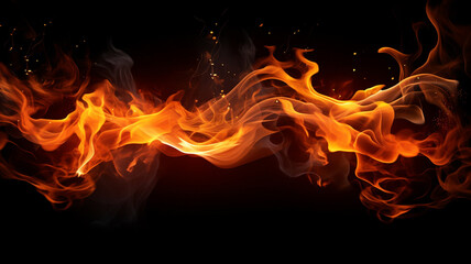 fire flame isolated on black background