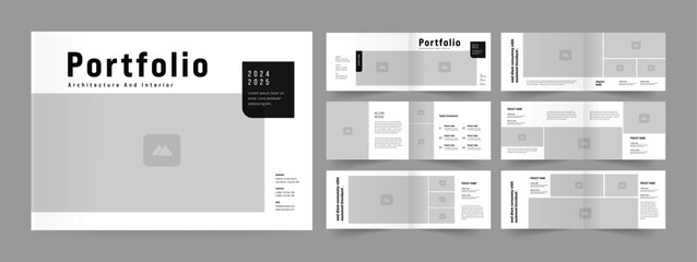Fototapeta na wymiar landscape portfolio design interior portfolio architecture portfolio layout.