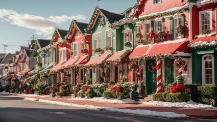 The houses on this street are decorated in a range of festive hues and designs, from traditional...