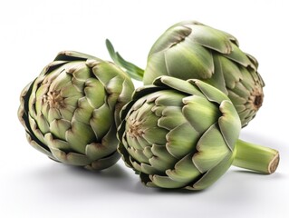 Fototapeta premium Green artichoke on white background