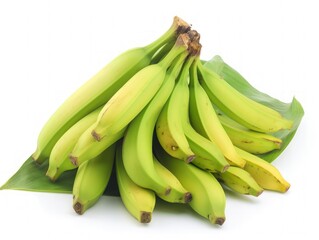 Plantain or Green Banana isolated in white background