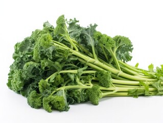 Fresh rapini isolated on white background.