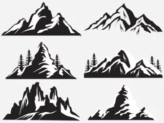 Fotobehang 6 Mountain vector. Mountain range silhouette isolated vector illustration. bundle vector. © Kakal CF ID 4016033