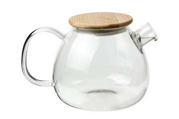 Glass teapot isolated on white background.