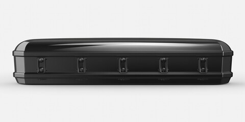 White Background, Black Coffins In Set