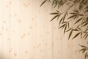 Fototapeta na wymiar Tropical Bamboo Tree Leaf Shadow On Wooden Panel Wall